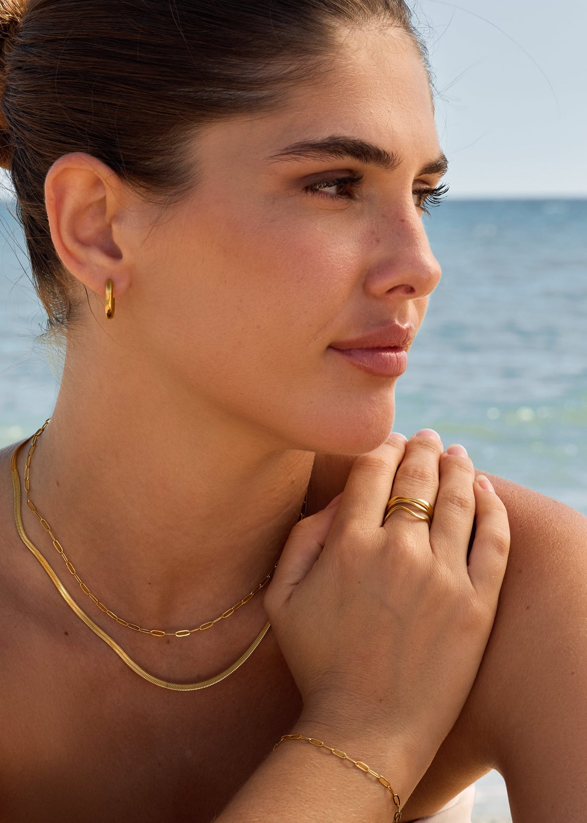 ellenoe Halskette Gold HERRINGBONE HALSKETTE FLAVIA - HALSKETTEN - EDELSTAHL 18K VERGOLDET
