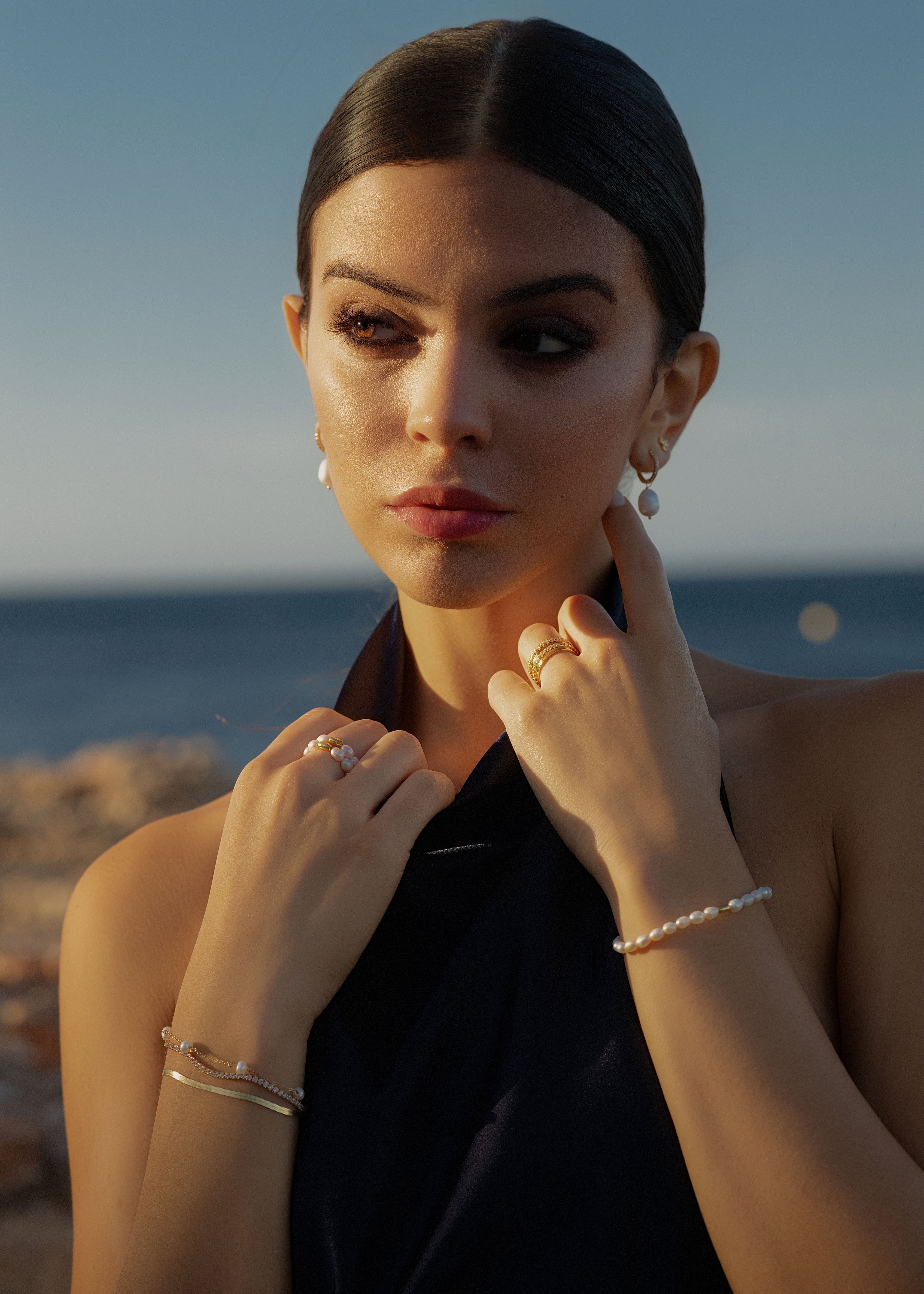 ellenoe Ohrringe 925 Sterling Silver / 18k vergoldet / Natürliche Perlen / Zirkonien / Gold PERLENOHRRINGE MATHILDA - OHRRINGE - 18K VERGOLDET