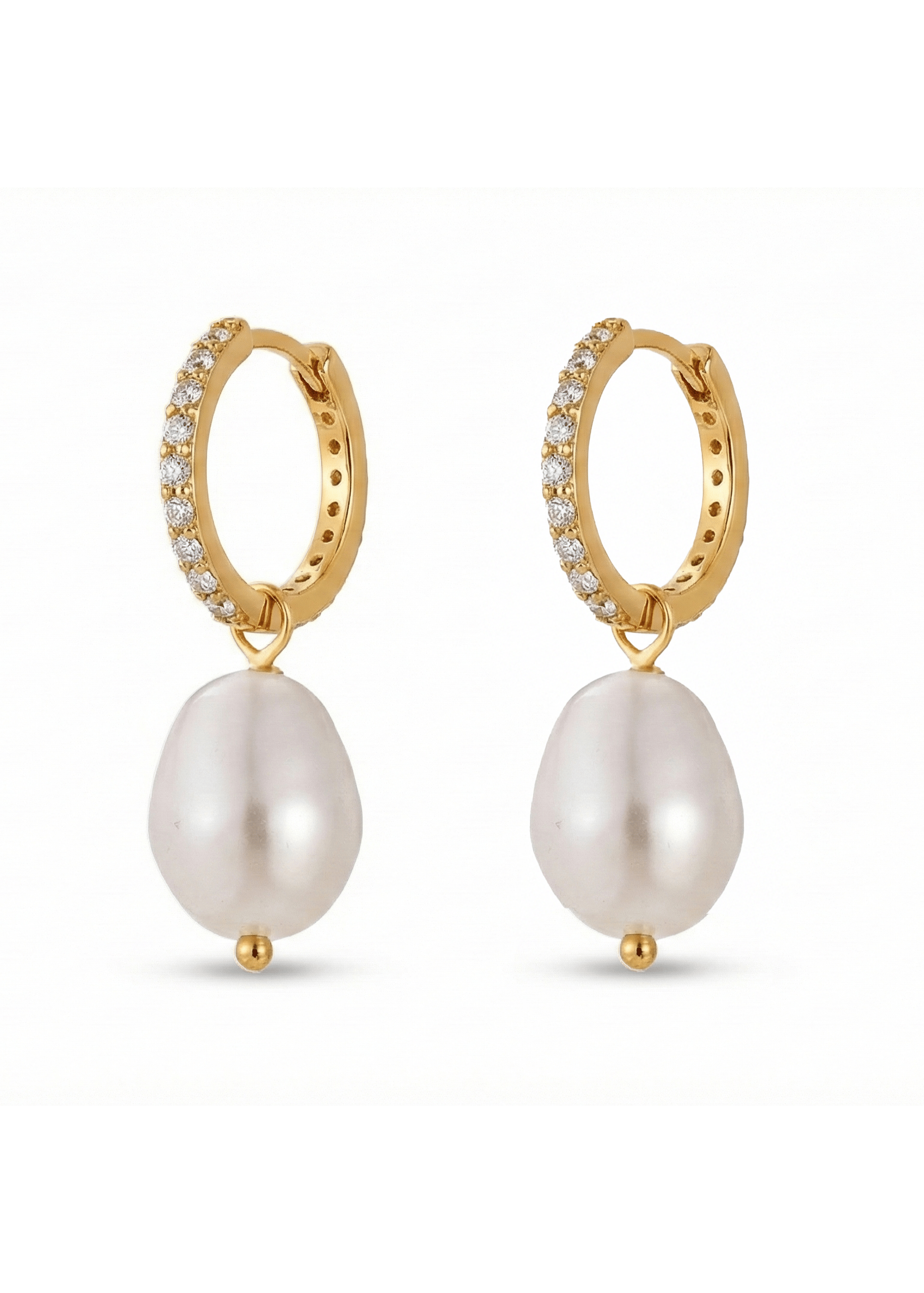 ellenoe Ohrringe 925 Sterling Silver / 18k vergoldet / Natürliche Perlen / Zirkonien / Gold PERLENOHRRINGE MATHILDA - OHRRINGE - 18K VERGOLDET