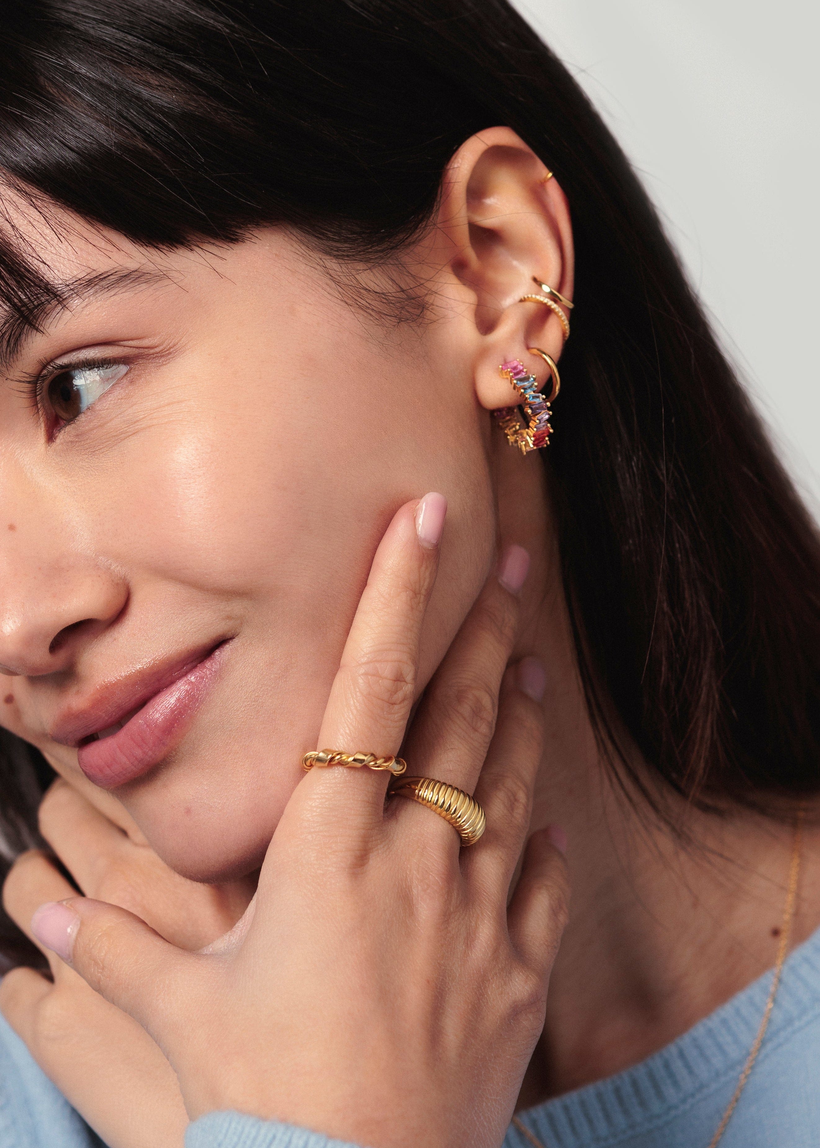 ellenoe Ohrringe 925 Sterling Silver / 18K vergoldet / Zirkonien / Gold HOOPS MALIA - OHRRINGE - 18K VERGOLDET