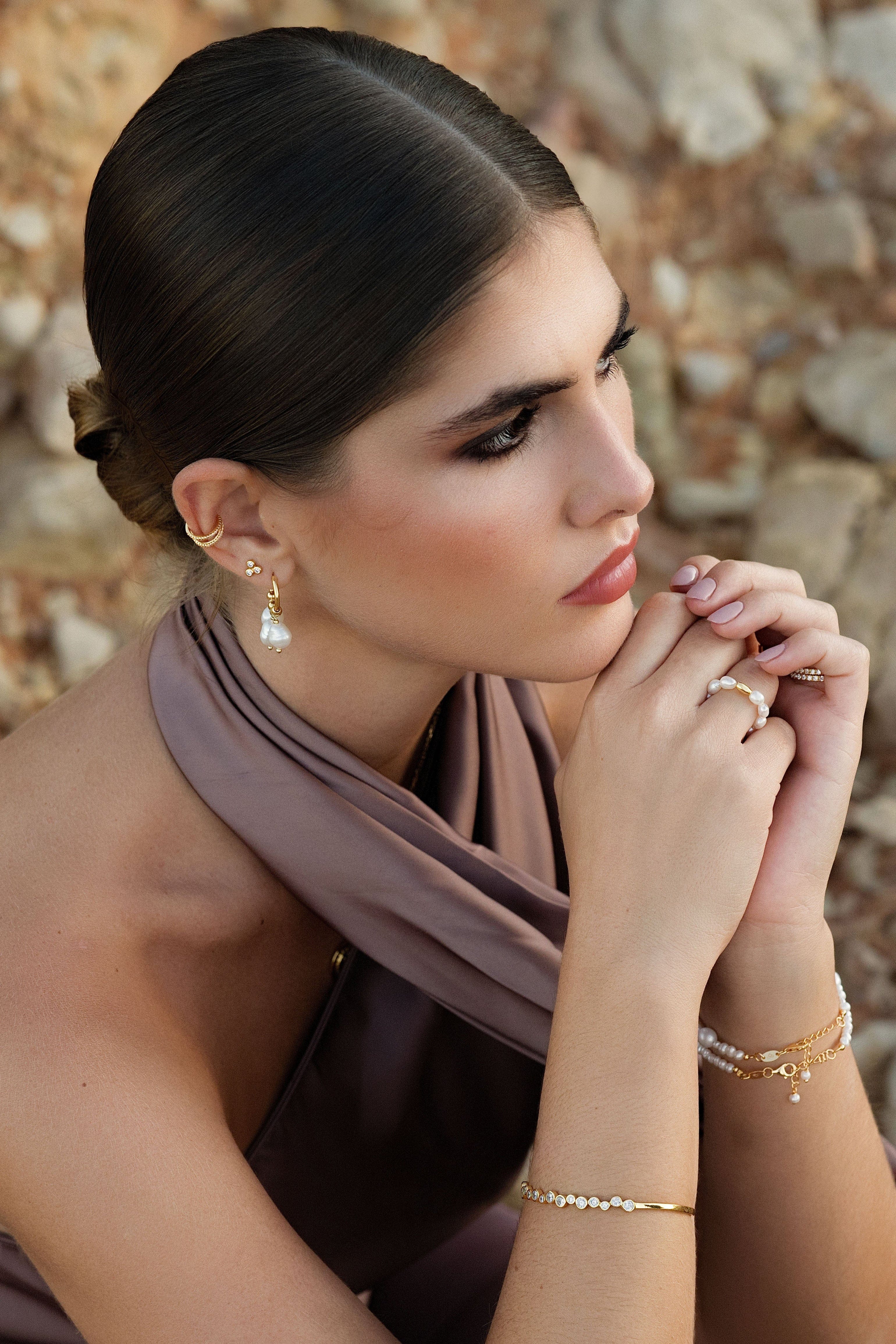 ellenoe Ohrringe 925 Sterling Silver / 18k vergoldet / Zirkonien / Gold OHRSTECKER DIANA - OHRRINGE - 18K VERGOLDET