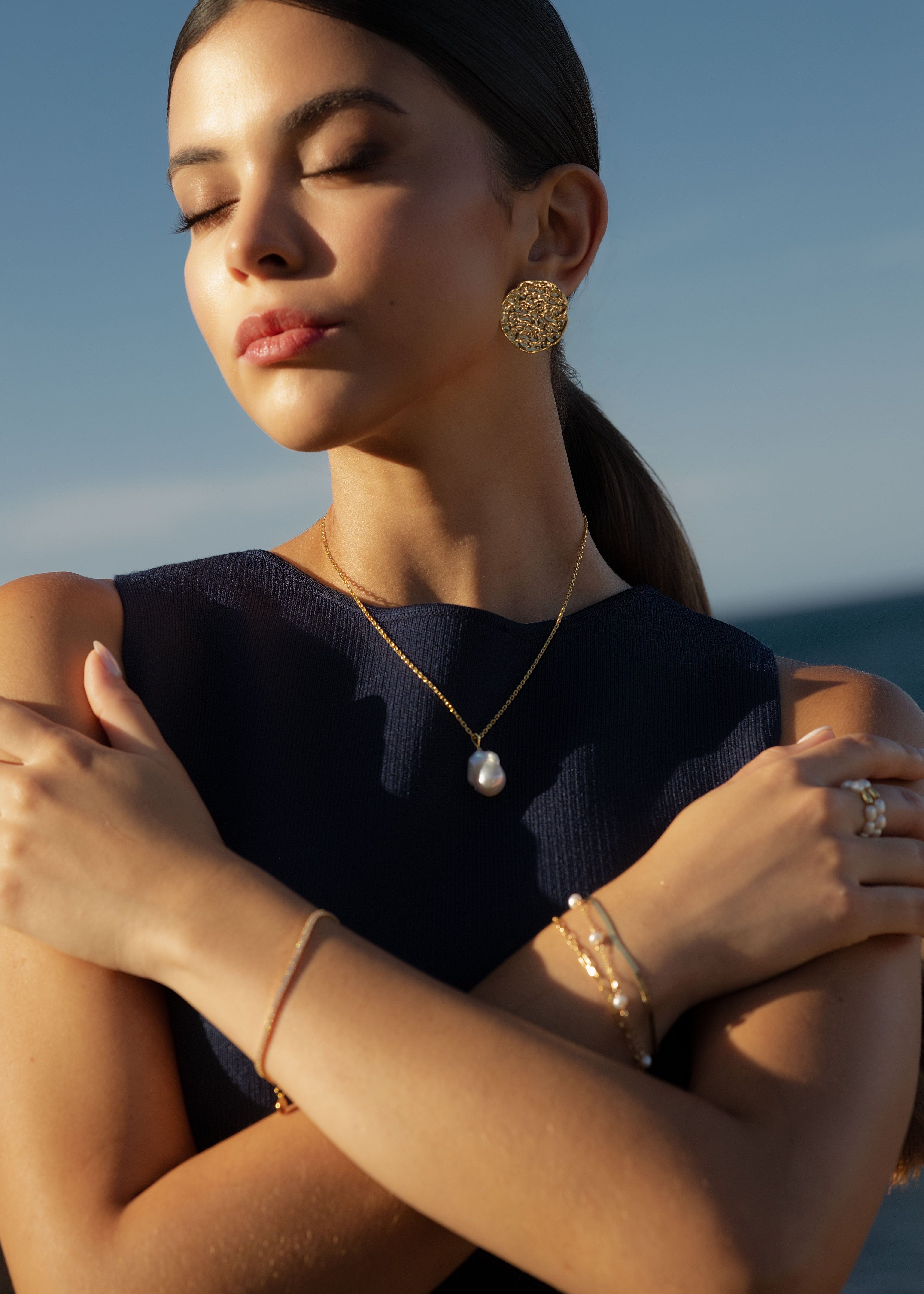 ellenoe Ohrringe Messing / 18k vergoldet / Gold STATEMENT OHRSTECKER LEYA - OHRRINGE - 18K VERGOLDET