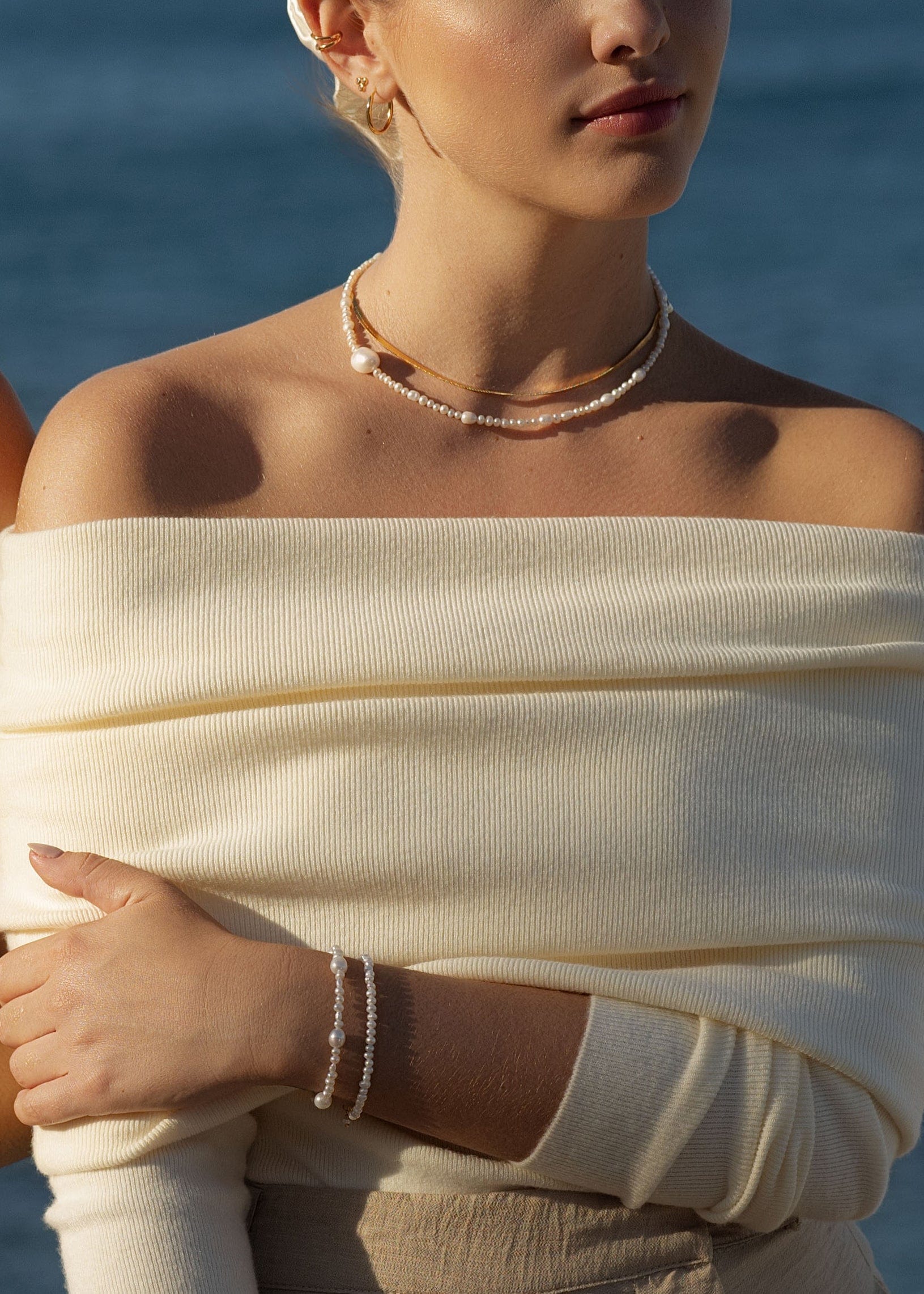 ellenoe Perlenarmband 925 Sterling Silver / 18K vergoldet / Natürliche Perlen / Gold PERLENARMBAND ANJA - ARMBÄNDER - 18K VERGOLDET