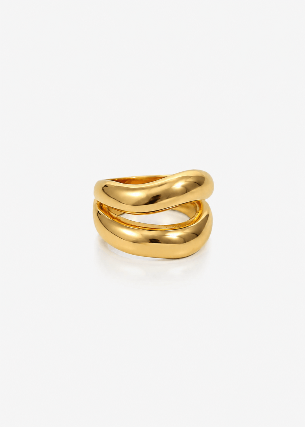 ellenoe Ringe 52 / Gold DOUBLE RING TESSA - RINGE - EDELSTAHL 18K VERGOLDET