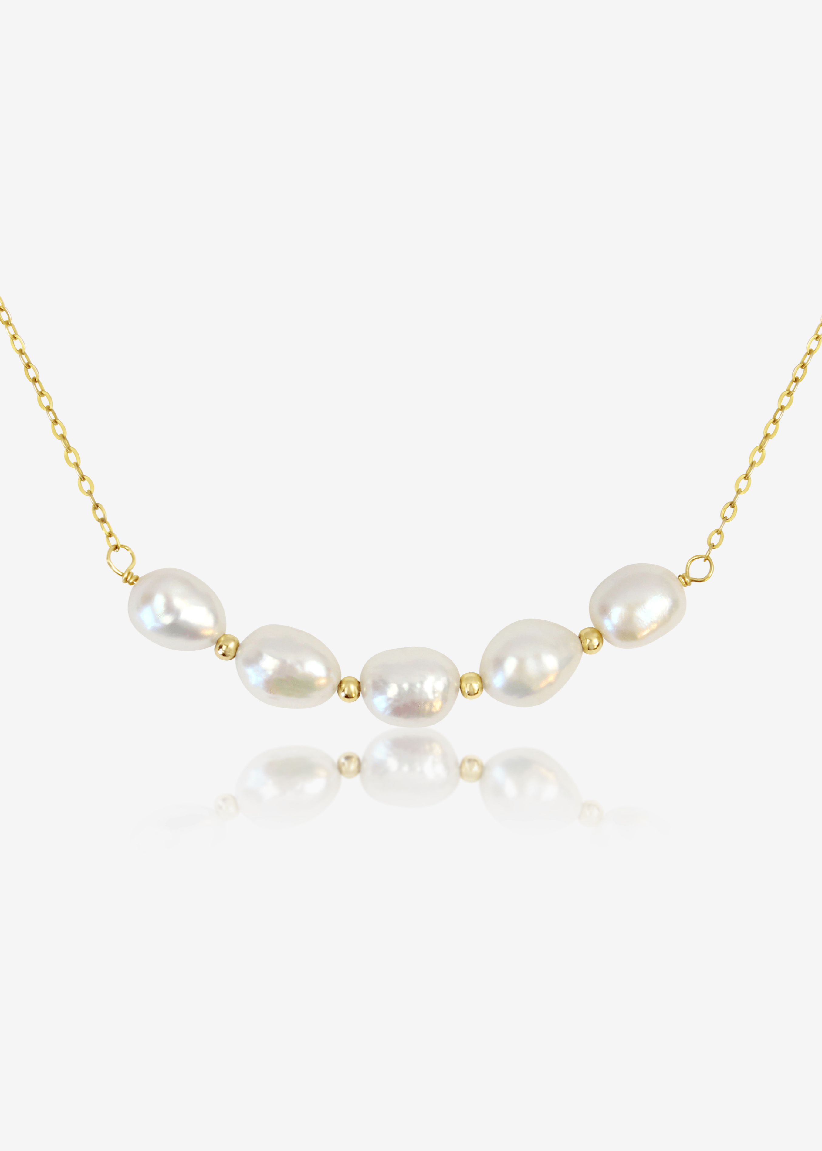 ellenoe Perlenhalskette 925 Sterling Silver / 18K vergoldet / Natürliche Perlen / Gold PERLENHALSKETTE EMMA - HALSKETTE - 18K VERGOLDET