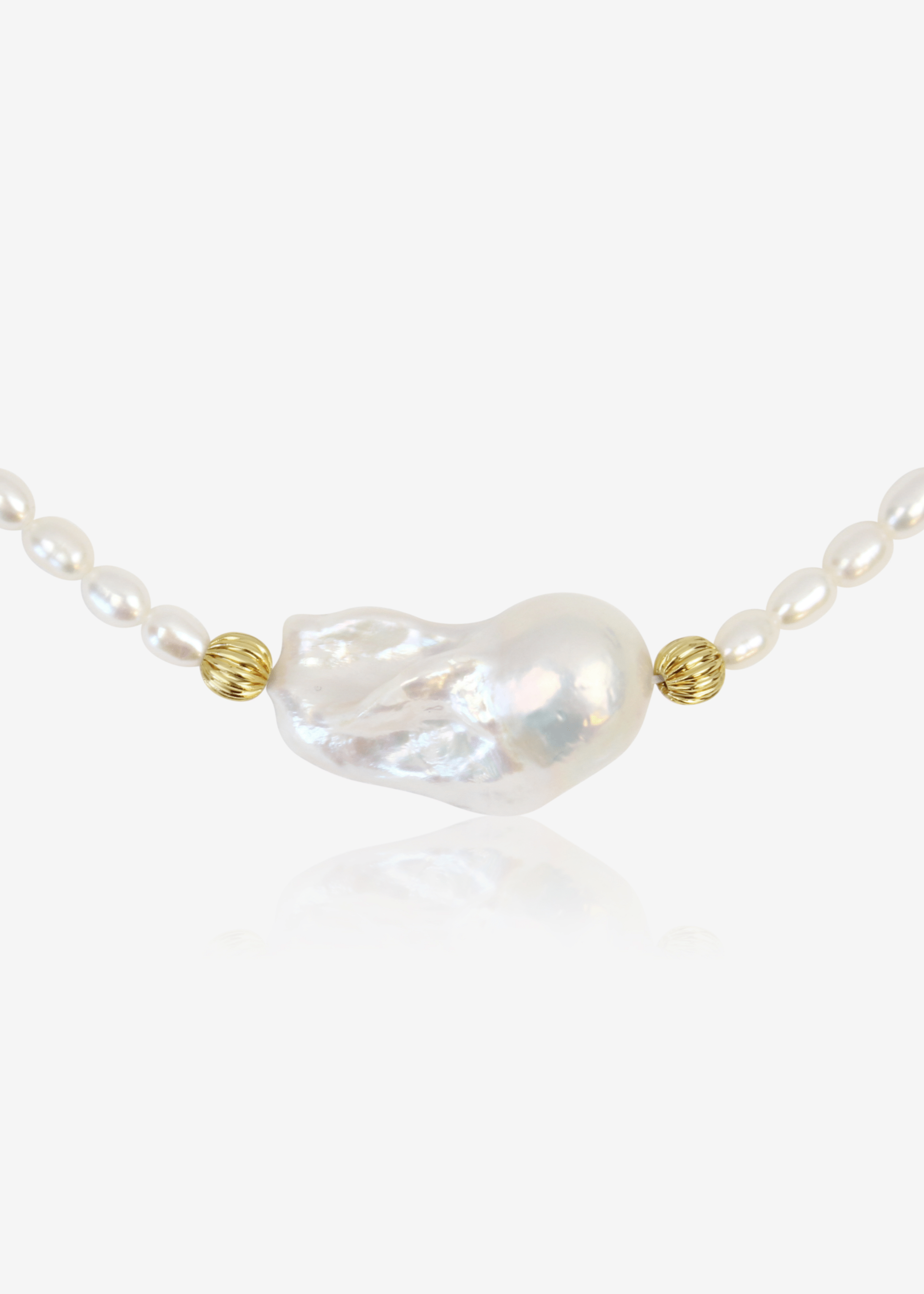 ellenoe Perlenhalskette Messing / 18K vergoldet / Natürliche Barockperle / Gold PERLENHALSKETTE KAYA - HALSKETTE - 18K VERGOLDET