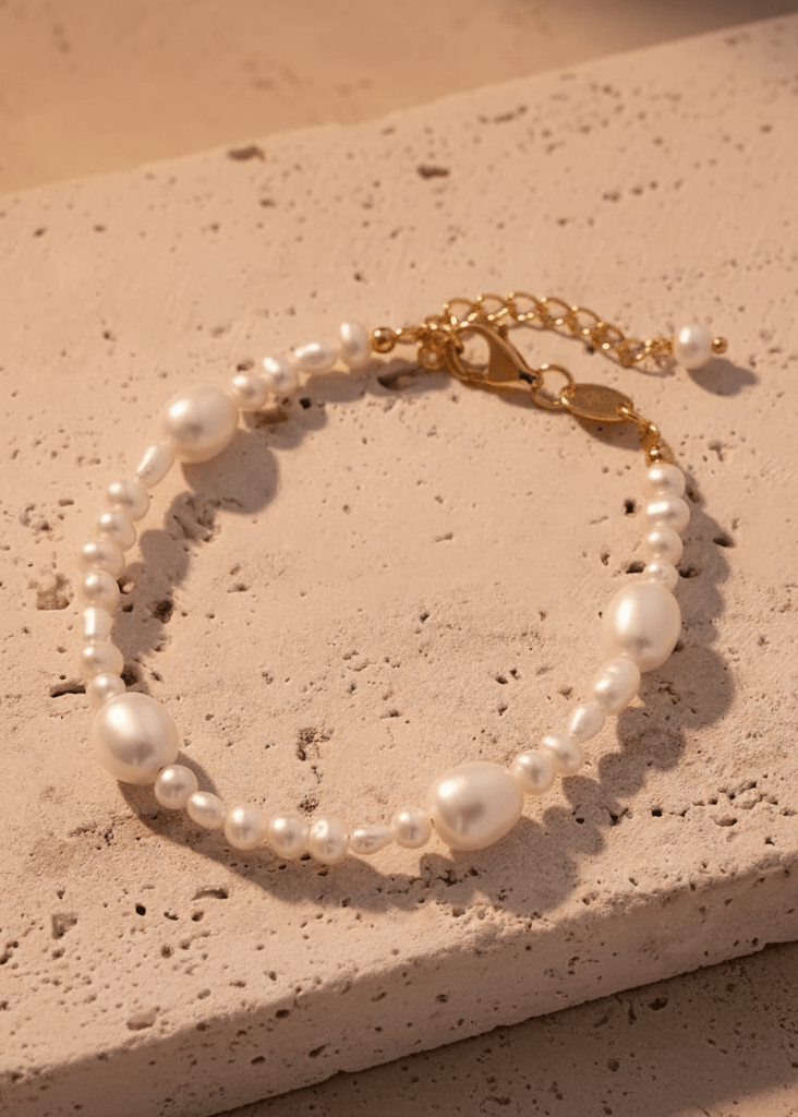 ellenoe Armbänder 925 Sterling Silver / 18K vergoldet / Natürliche Perlen / Gold PERLENARMBAND JULIA - ARMBÄNDER - 18K VERGOLDET