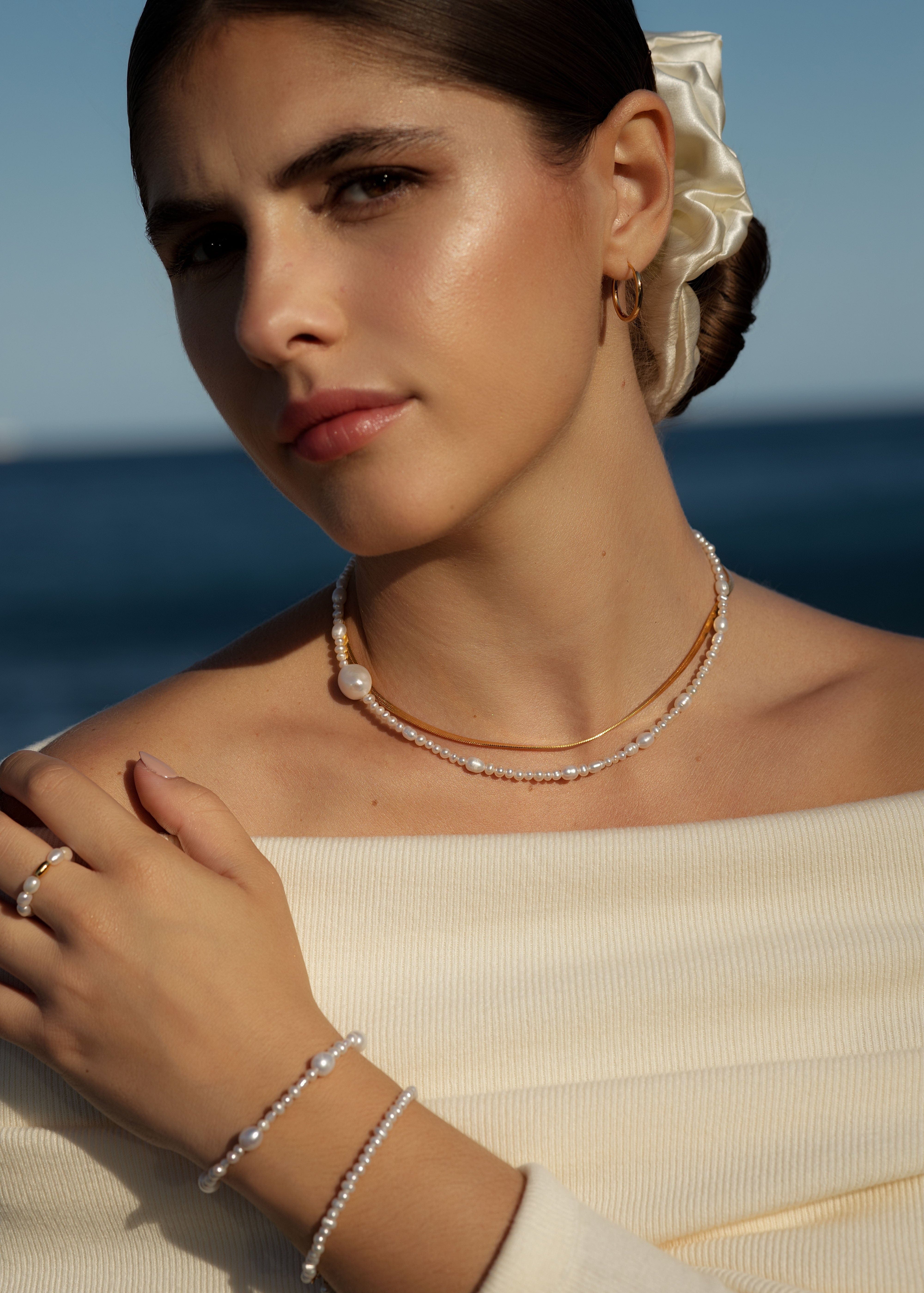 ellenoe Armbänder 925 Sterling Silver / 18K vergoldet / Natürliche Perlen / Gold PERLENARMBAND JULIA - ARMBÄNDER - 18K VERGOLDET