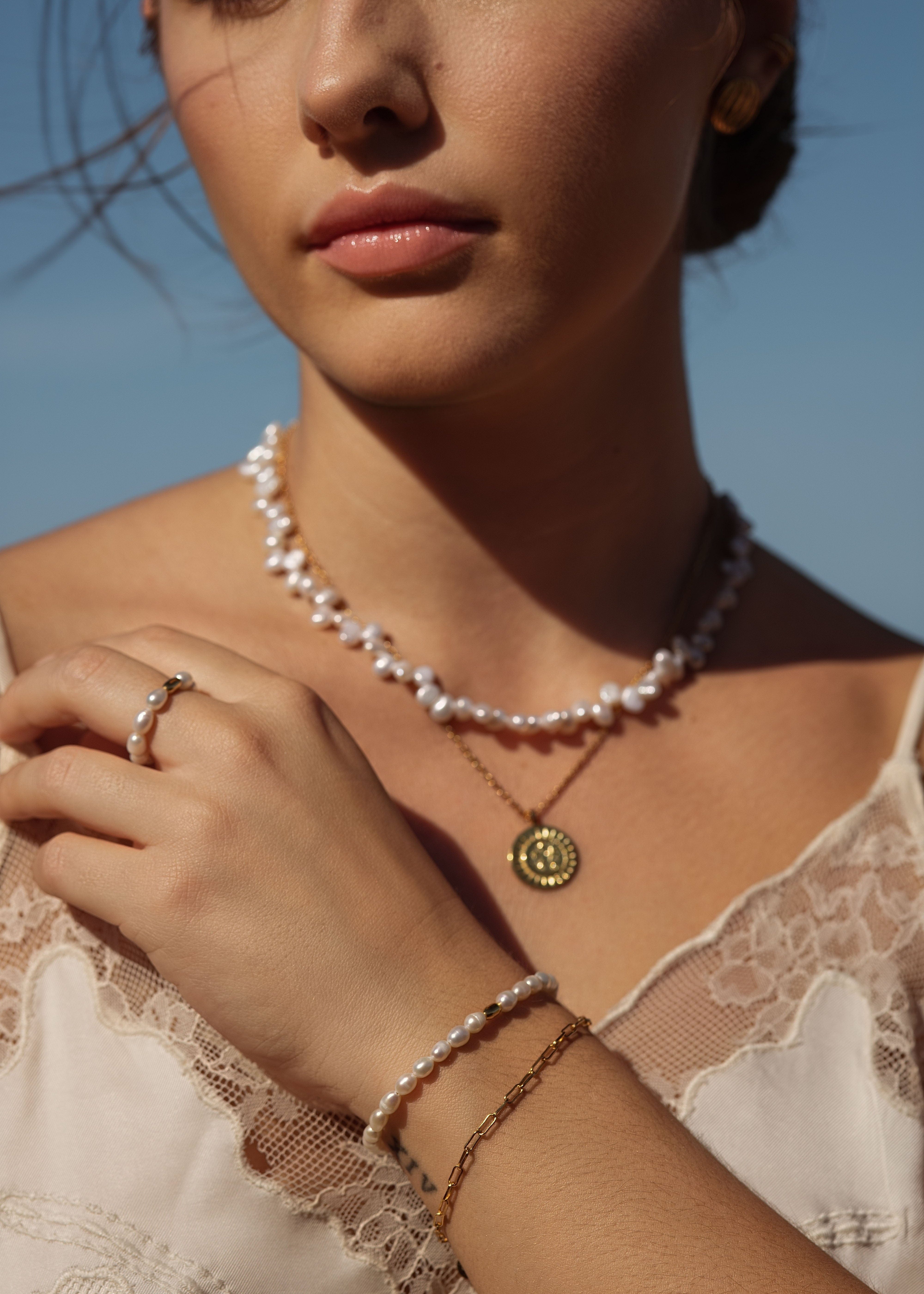 ellenoe Armbänder 925 Sterling Silver / 18K vergoldet / Natürliche Perlen / Gold PERLENARMBAND MARINA - ARMBÄNDER - 18K VERGOLDET