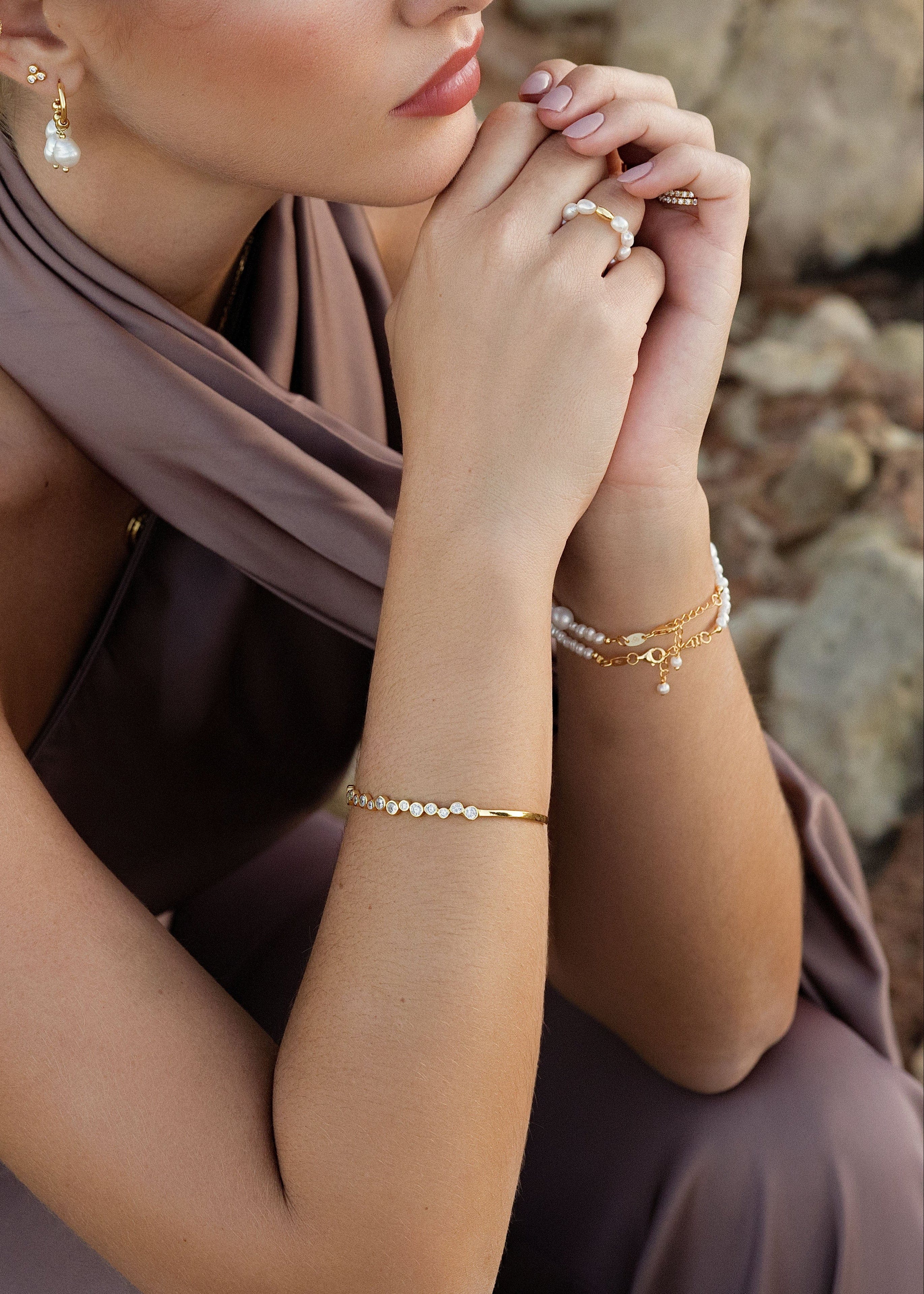 ellenoe Armbänder 925 Sterling Silver / 18K vergoldet / Zirkonien / Gold ARMREIF DELIA - ARMBÄNDER - 18K VERGOLDET