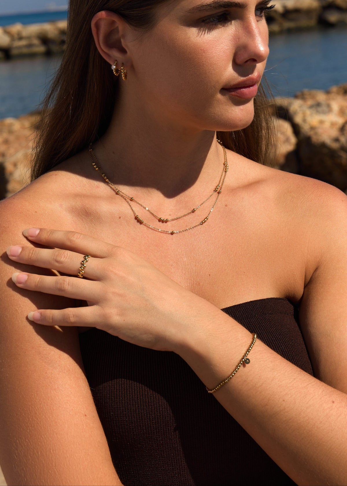ellenoe Armbänder KUGELARMBAND KATJA - ARMBÄNDER - EDELSTAHL 18K VERGOLDET