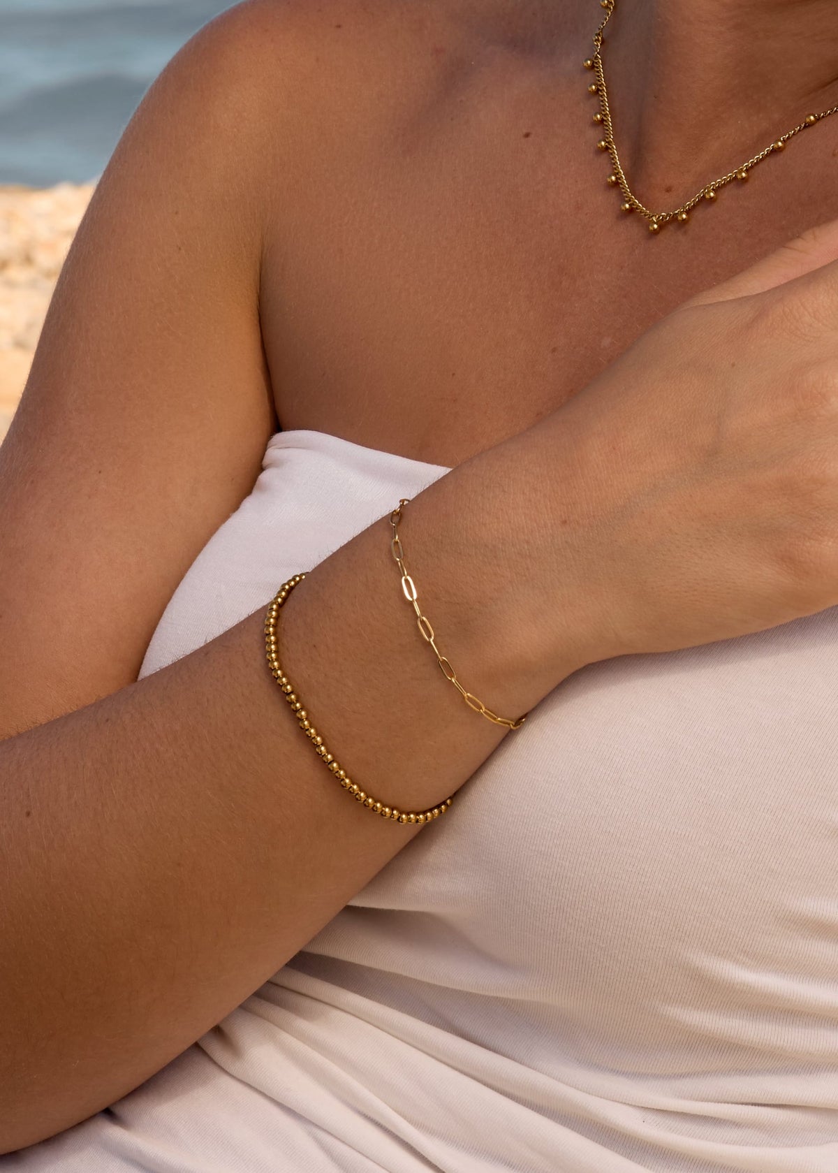 ellenoe Armbänder KUGELARMBAND KATJA - ARMBÄNDER - EDELSTAHL 18K VERGOLDET