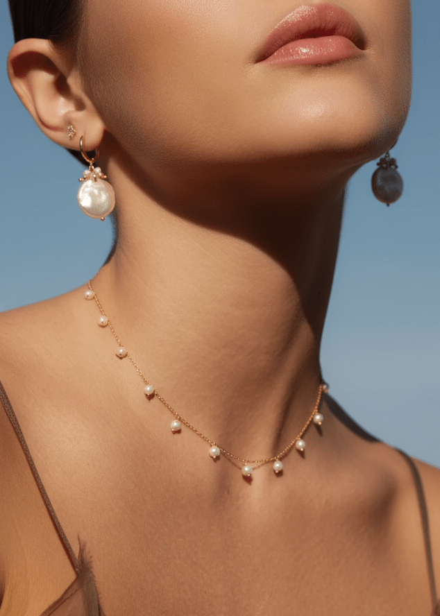 ellenoe Halskette 925 Sterling Silver / 18K vergoldet / Natürliche Perlen / Gold PERLENHALSKETTE ANNA - HALSKETTEN - 18K VERGOLDET