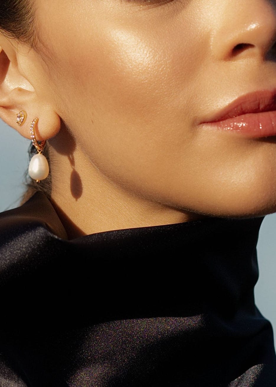 ellenoe Ohrringe 925 Sterling Silver / 18k vergoldet / Natürliche Perlen / Zirkonien / Gold PERLENOHRRINGE MATHILDA - OHRRINGE - 18K VERGOLDET