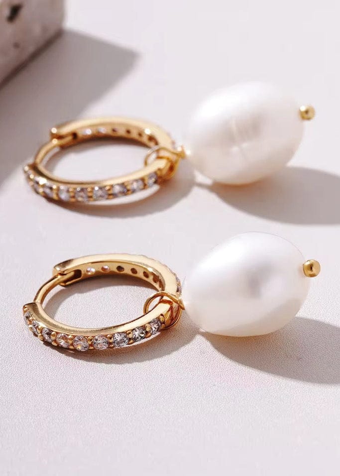 ellenoe Ohrringe 925 Sterling Silver / 18k vergoldet / Natürliche Perlen / Zirkonien / Gold PERLENOHRRINGE MATHILDA - OHRRINGE - 18K VERGOLDET