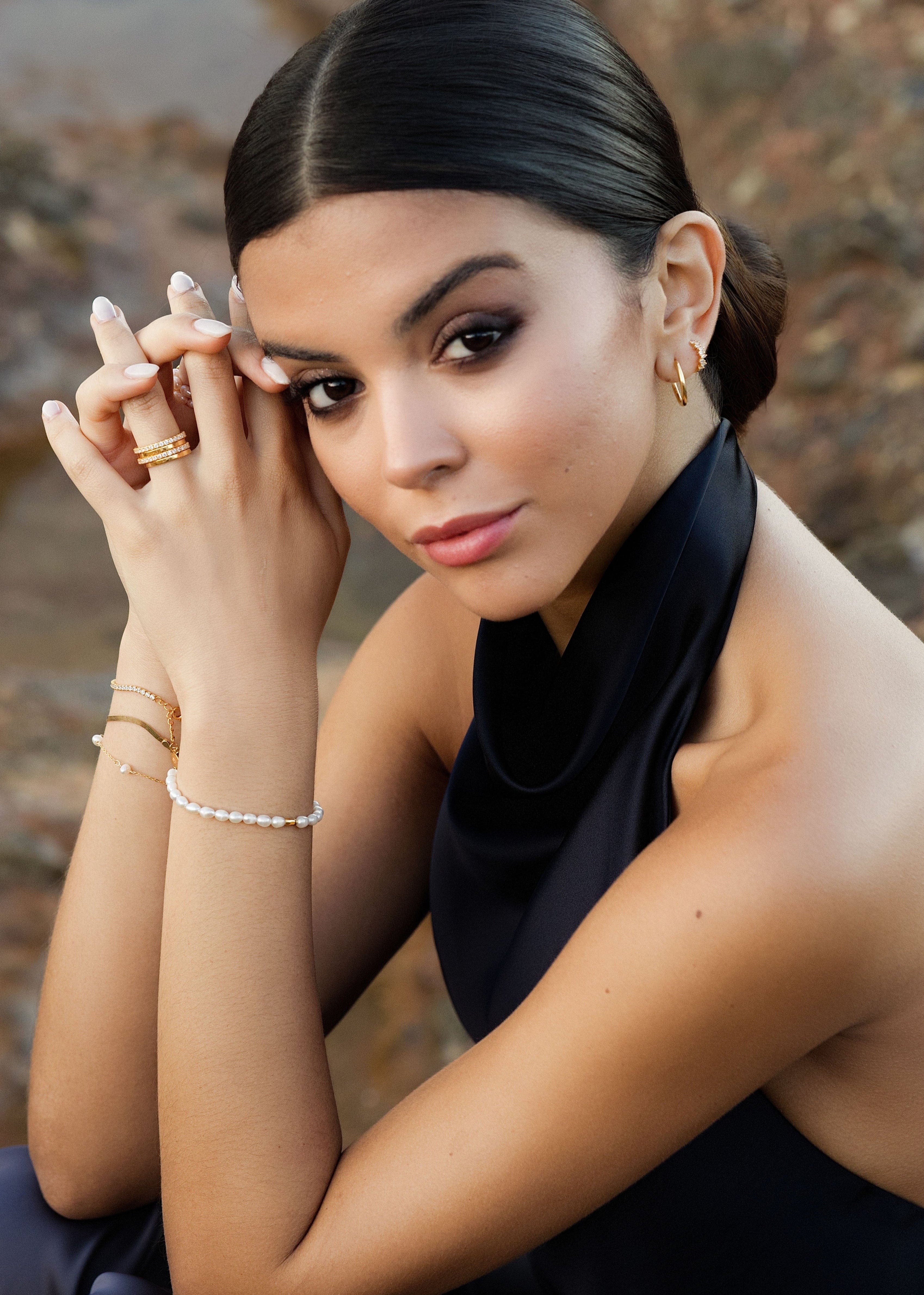 ellenoe Ohrringe 925 Sterling Silver / 18K vergoldet / Zirkonien / Gold SMALL HOOPS ANNA - OHRRINGE - 18K VERGOLDET