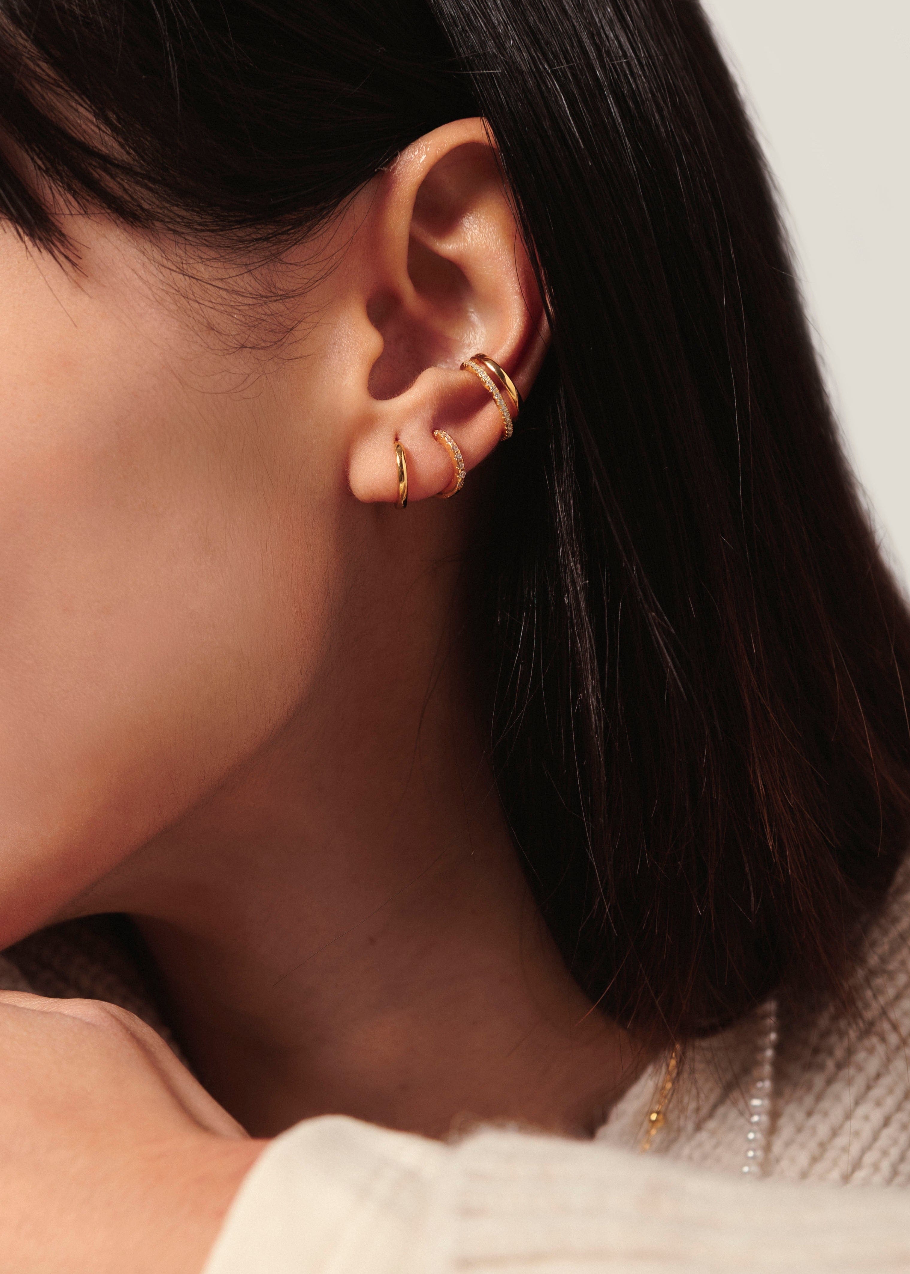 ellenoe Ohrringe 925 Sterling Silver / 18k vergoldet / Zirkonien / Gold SMALL HOOPS ISABELLE - OHRRINGE - 18K VERGOLDET