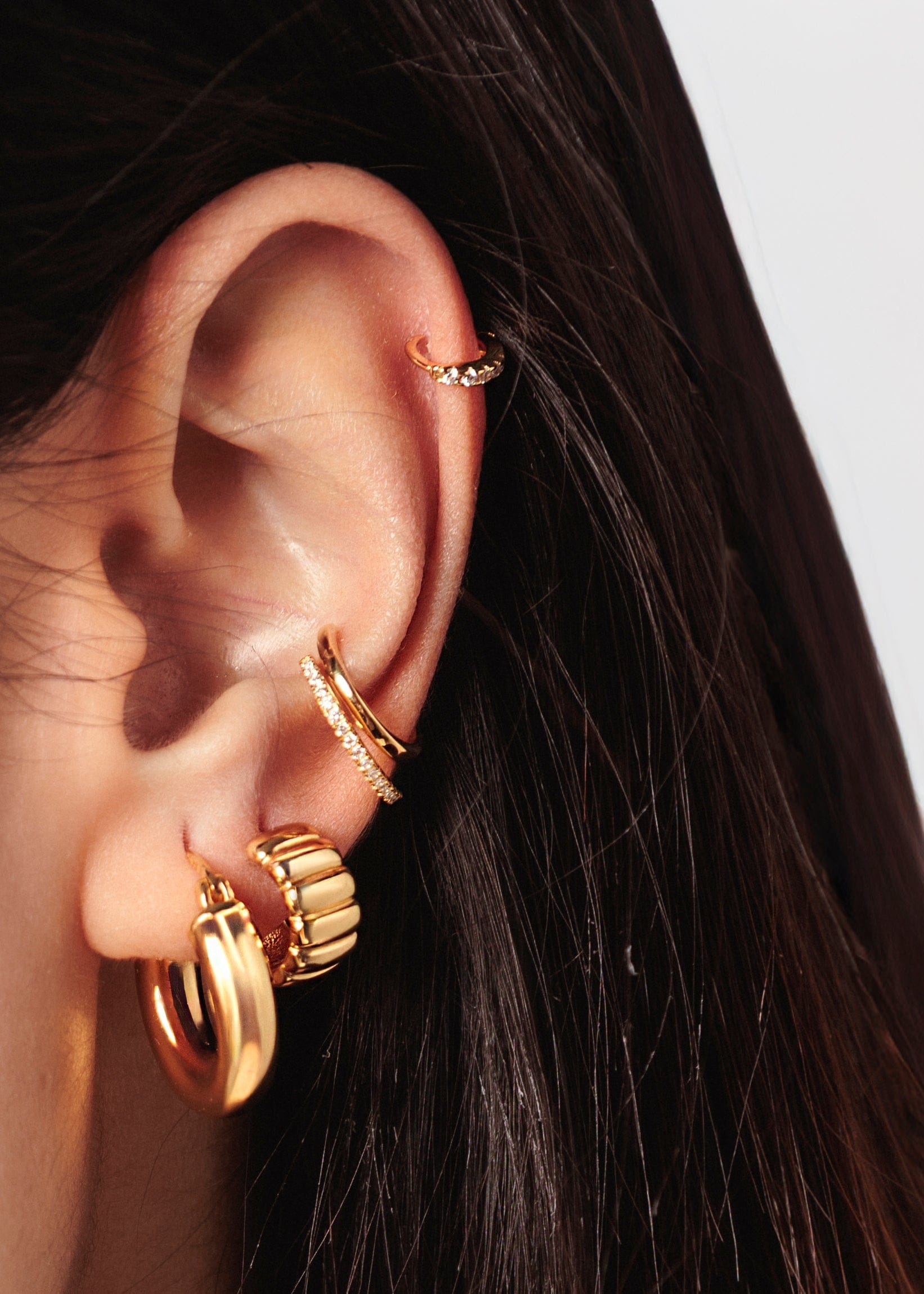 ellenoe Ohrringe 925 Sterling Silver / 18K vergoldet / Zirkonien / Gold TINY HOOPS MIRA - OHRRINGE - 18K VERGOLDET