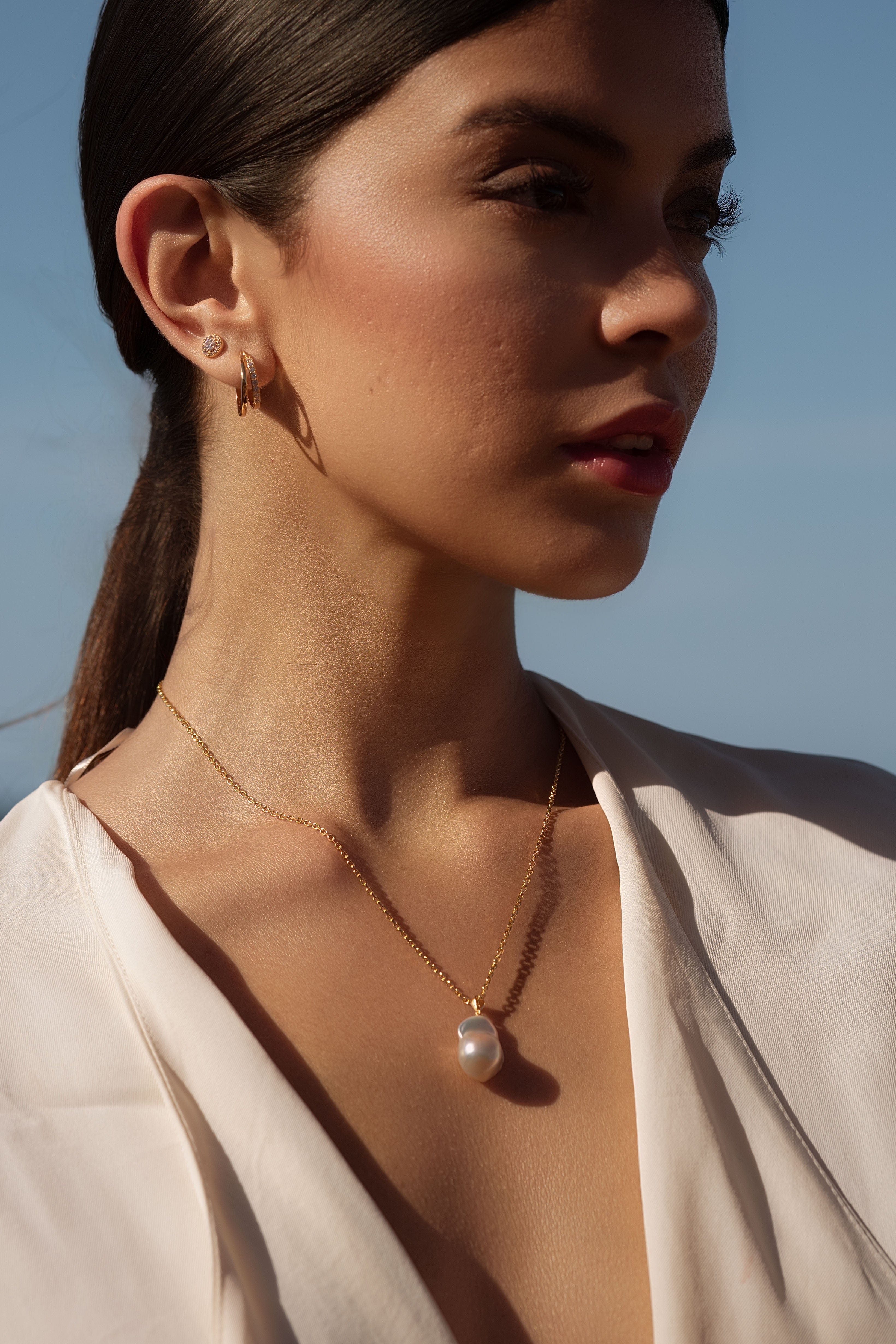 ellenoe Ohrringe Gold / 925 Sterling Silver / 18k vergoldet / Zirkonien / Gold HOOPS EMILIA - OHRRINGE - 18K VERGOLDET