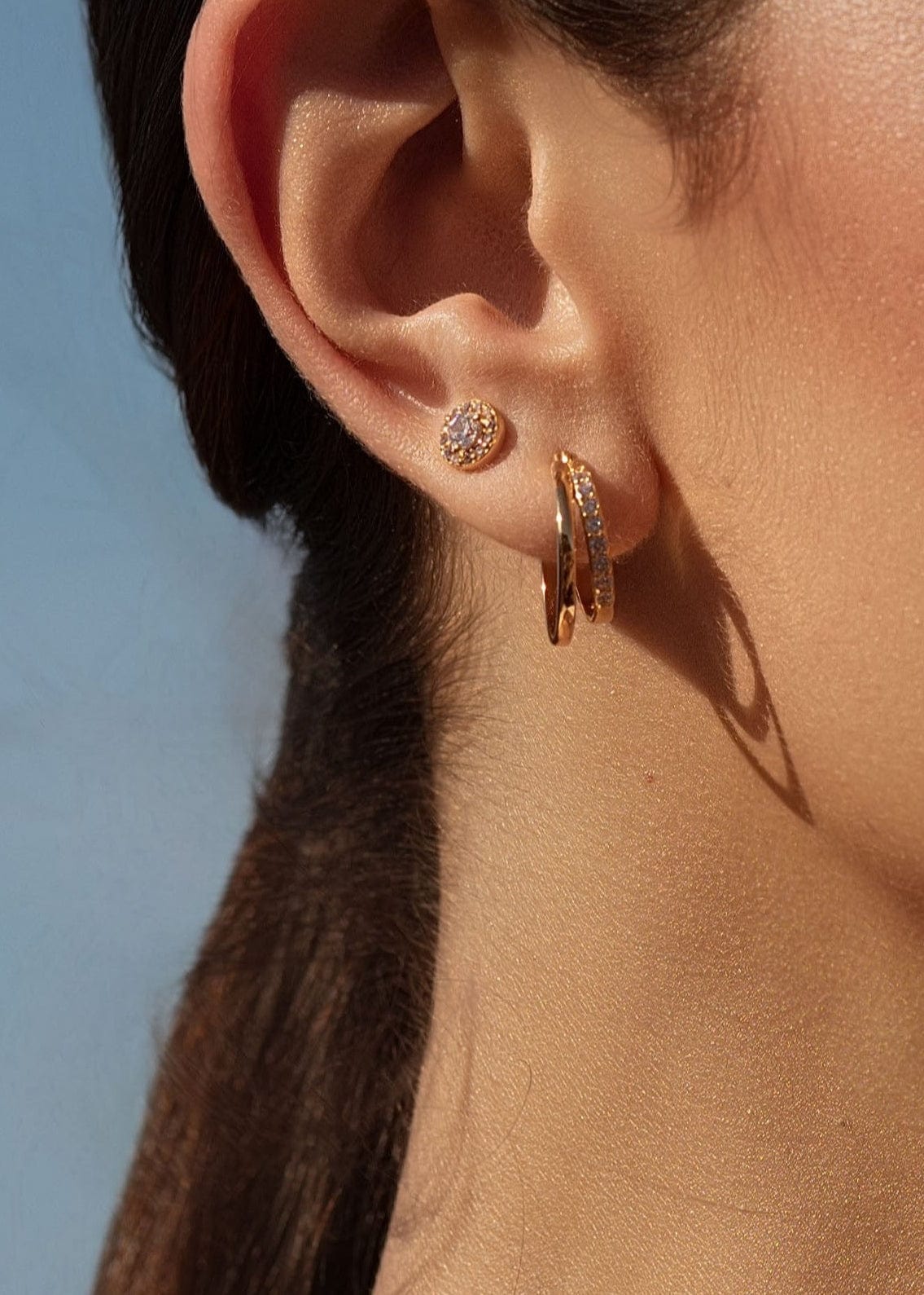 ellenoe Ohrringe Gold / 925 Sterling Silver / 18k vergoldet / Zirkonien / Gold HOOPS EMILIA - OHRRINGE - 18K VERGOLDET