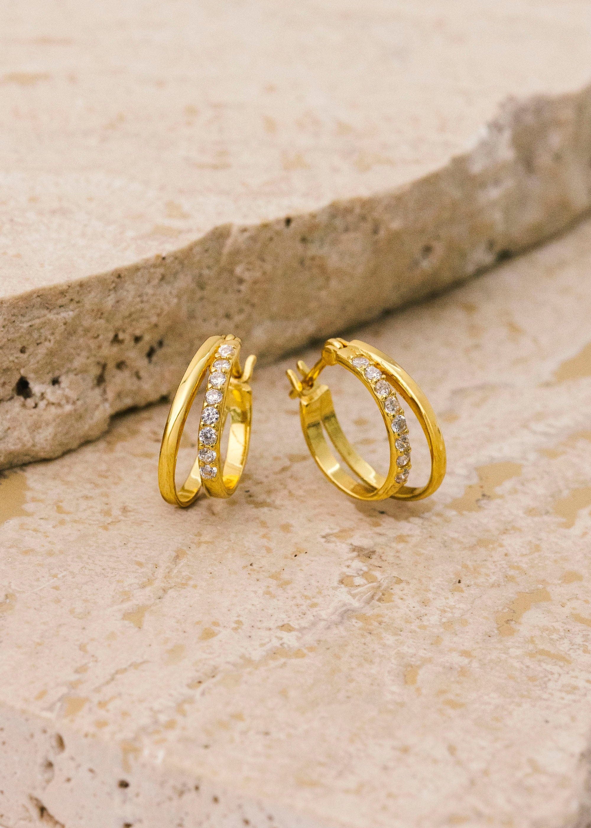ellenoe Ohrringe Gold / 925 Sterling Silver / 18k vergoldet / Zirkonien / Gold HOOPS EMILIA - OHRRINGE - 18K VERGOLDET