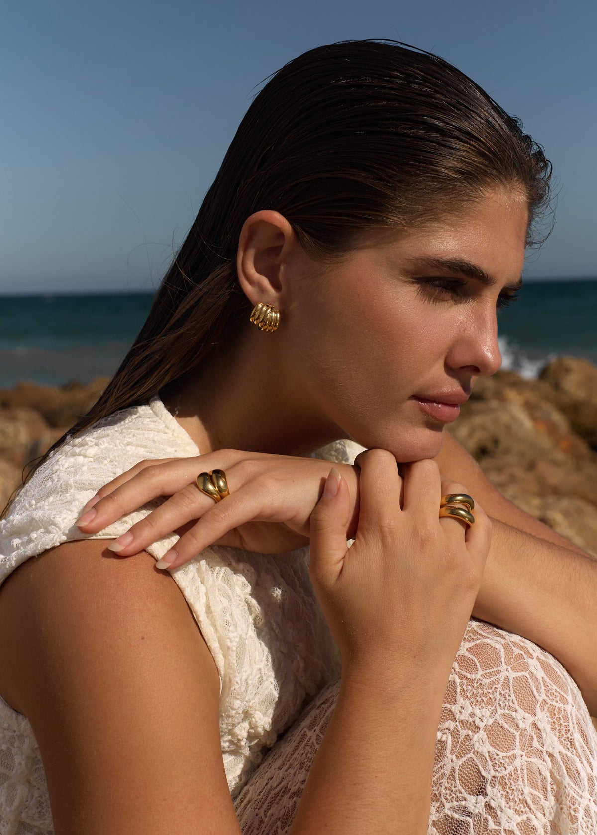 ellenoe Ohrringe Gold DOME OHRRINGE URSINA - OHRRINGE - EDELSTAHL 18K VERGOLDET