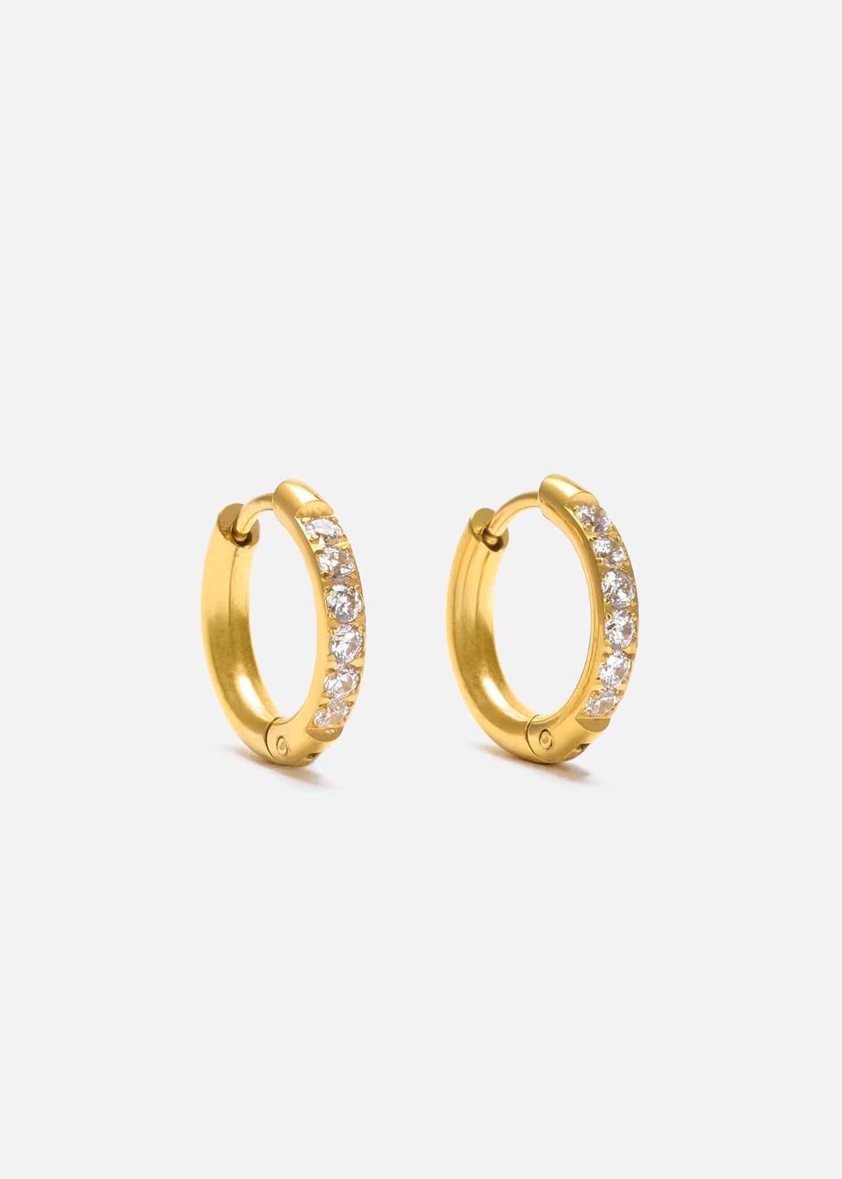ellenoe Ohrringe Gold PAVÉ HUGGIE HOOPS LUCIA - OHRRINGE - EDELSTAHL 18K VERGOLDET