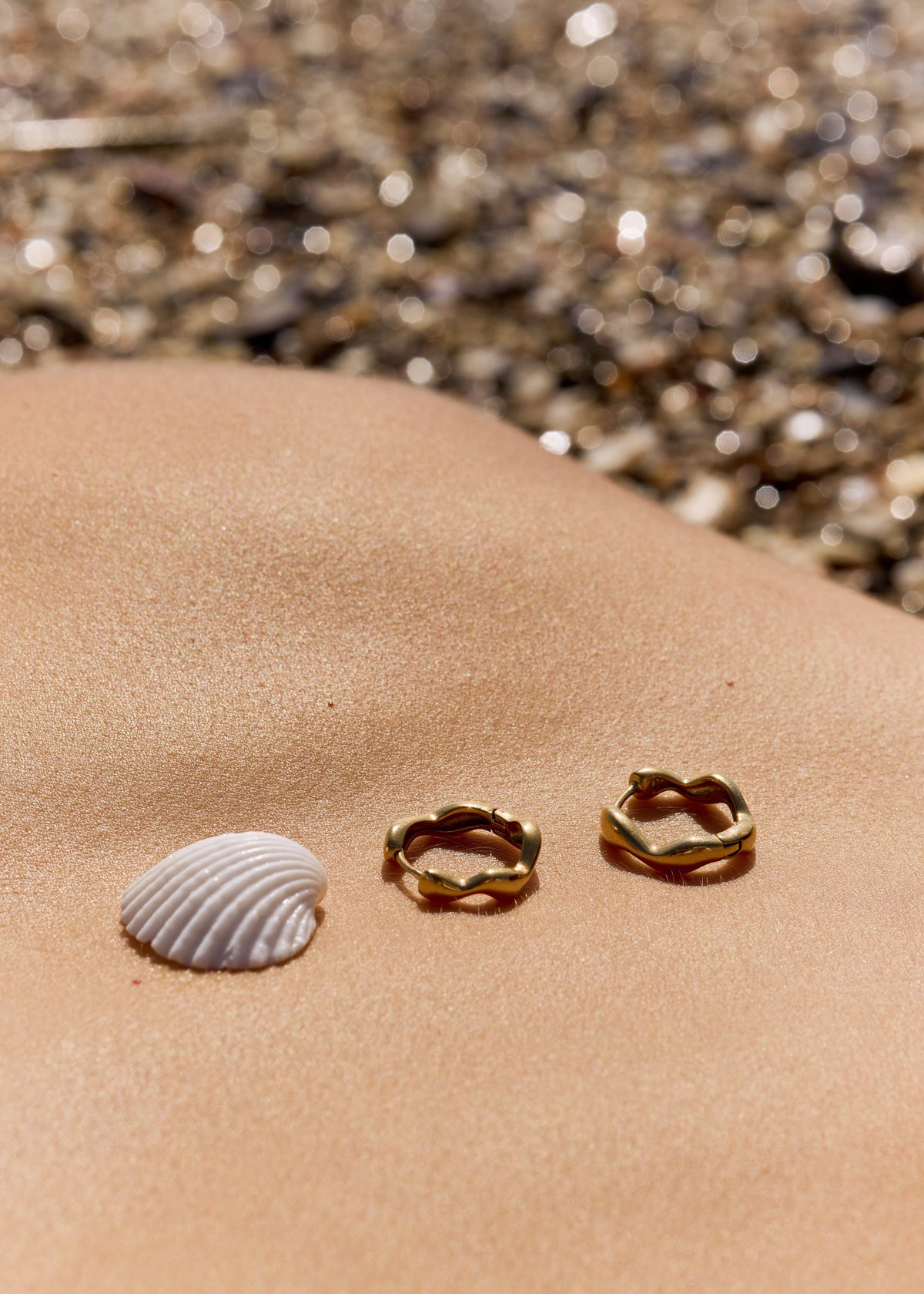 ellenoe Ohrringe Gold WAVE HOOPS MERET - OHRRINGE - EDELSTAHL 18K VERGOLDET