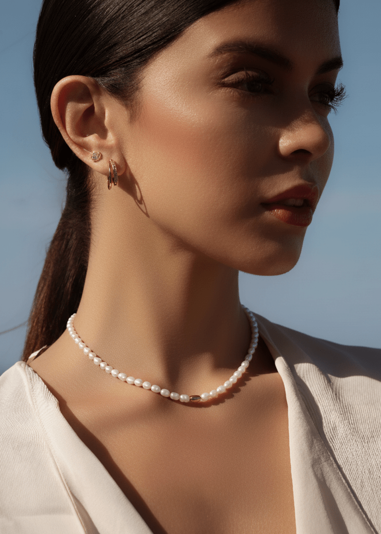 ellenoe Perlenhalskette 925 Sterling Silver / 18K vergoldet / Natürliche Perlen / Gold PERLENHALSKETTE MARINA - HALSKETTEN - 18K VERGOLDET