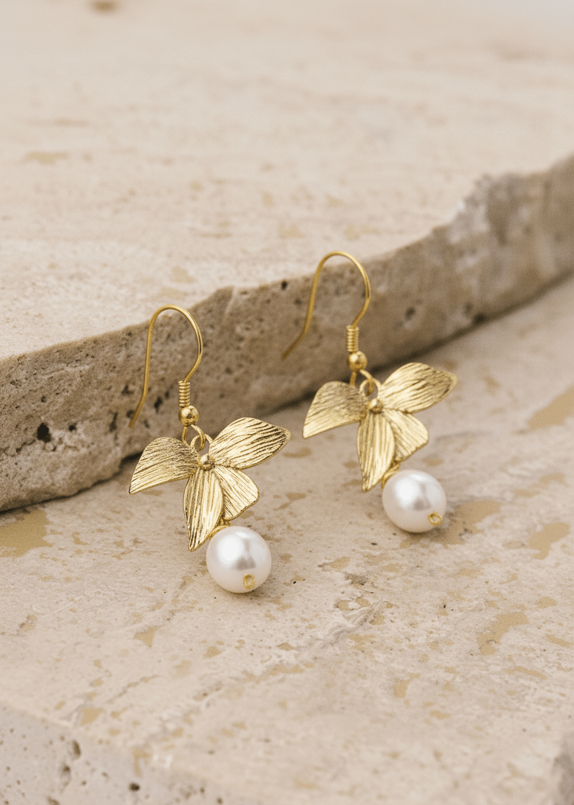 ellenoe Perlenohrringe 925 Sterling Silver / 18K vergoldet / Messing / Natürliche Perlen / Gold PERLENOHRRINGE LEA - OHRRINGE - 18K VERGOLDET