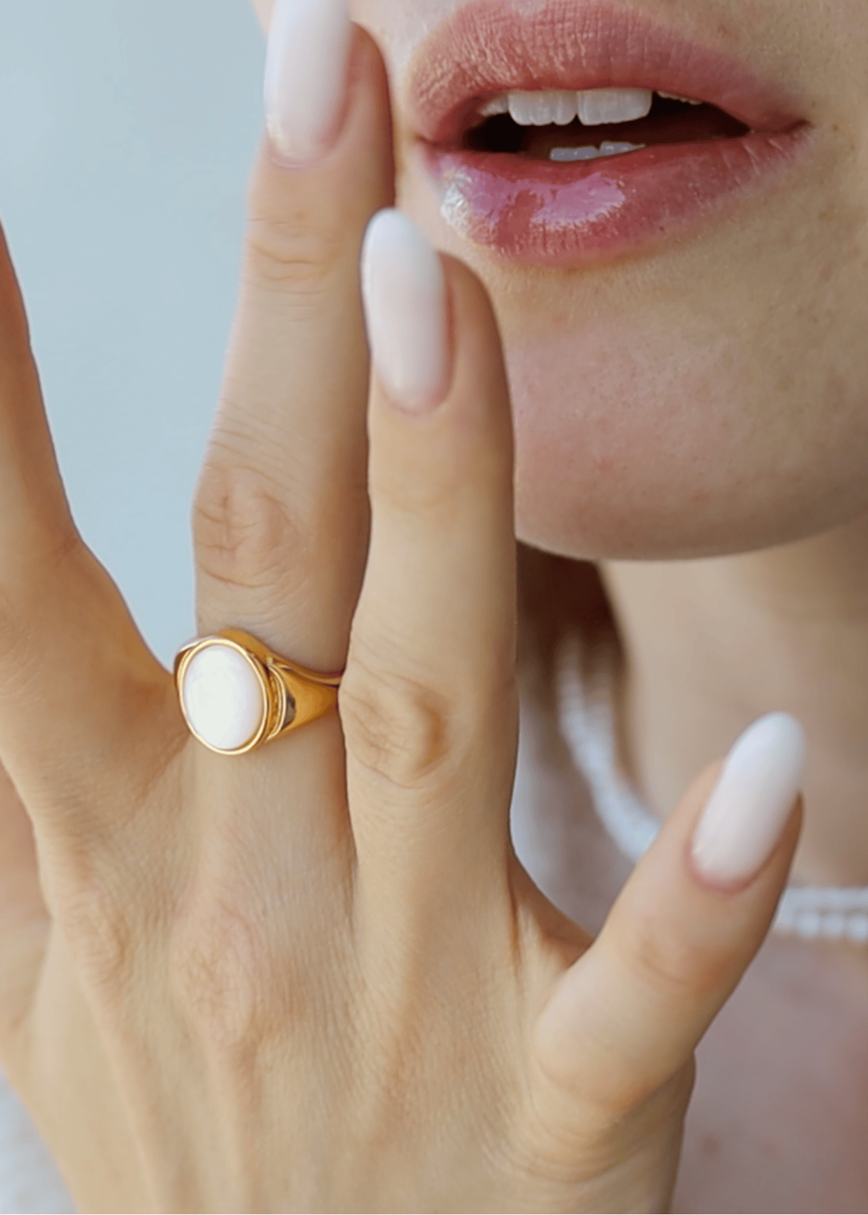 ellenoe Ringe 50-52 / 18K vergoldet / Perlmutt / Gold PERLMUTT-RING SOLEIL - RINGE - 18K VERGOLDET