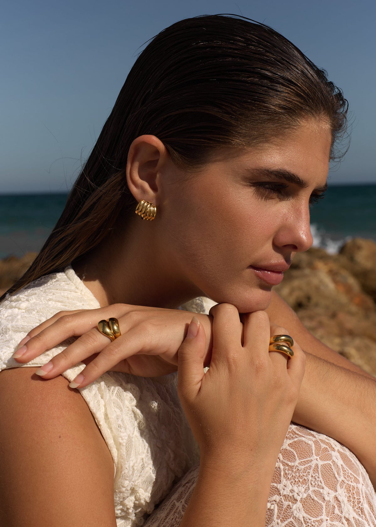ellenoe Ringe DOUBLE RING TESSA - RINGE - EDELSTAHL 18K VERGOLDET