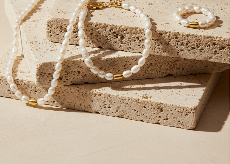 ellenoe Set SET MARINA - ARMBAND - HALSKETTE & RING - 18K VERGOLDET