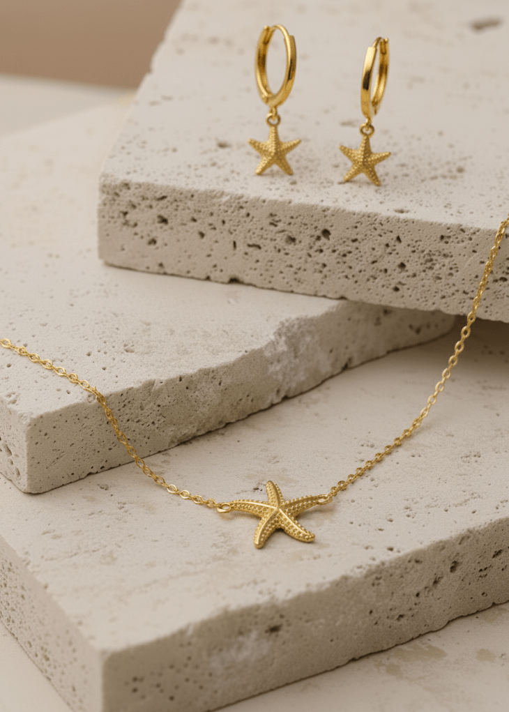 ellenoe Set SET ZOE - HALSKETTE UND OHRRING - 18K VERGOLDET