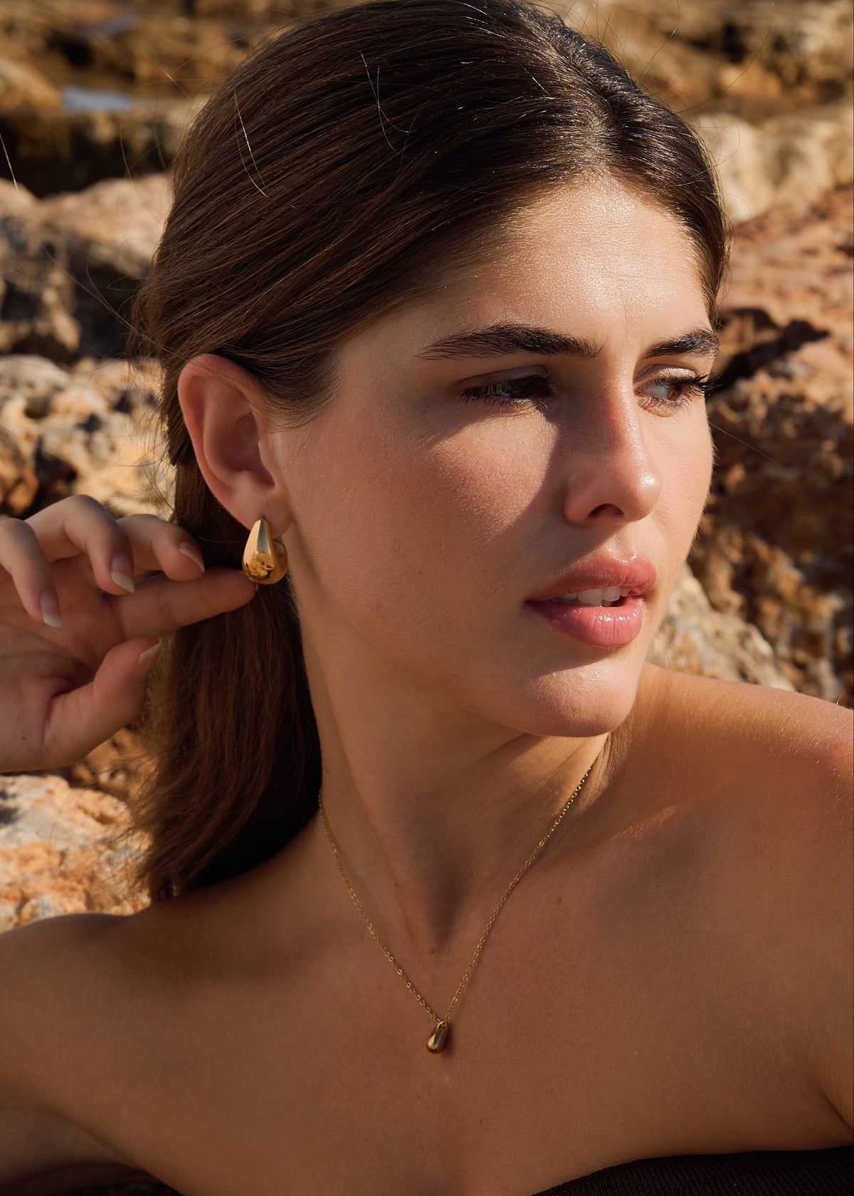 ellenoe Ohrringe Gold DROP OHRSTECKER GAIA - OHRRINGE EDELSTAHL 18K VERGOLDET_MODEL1