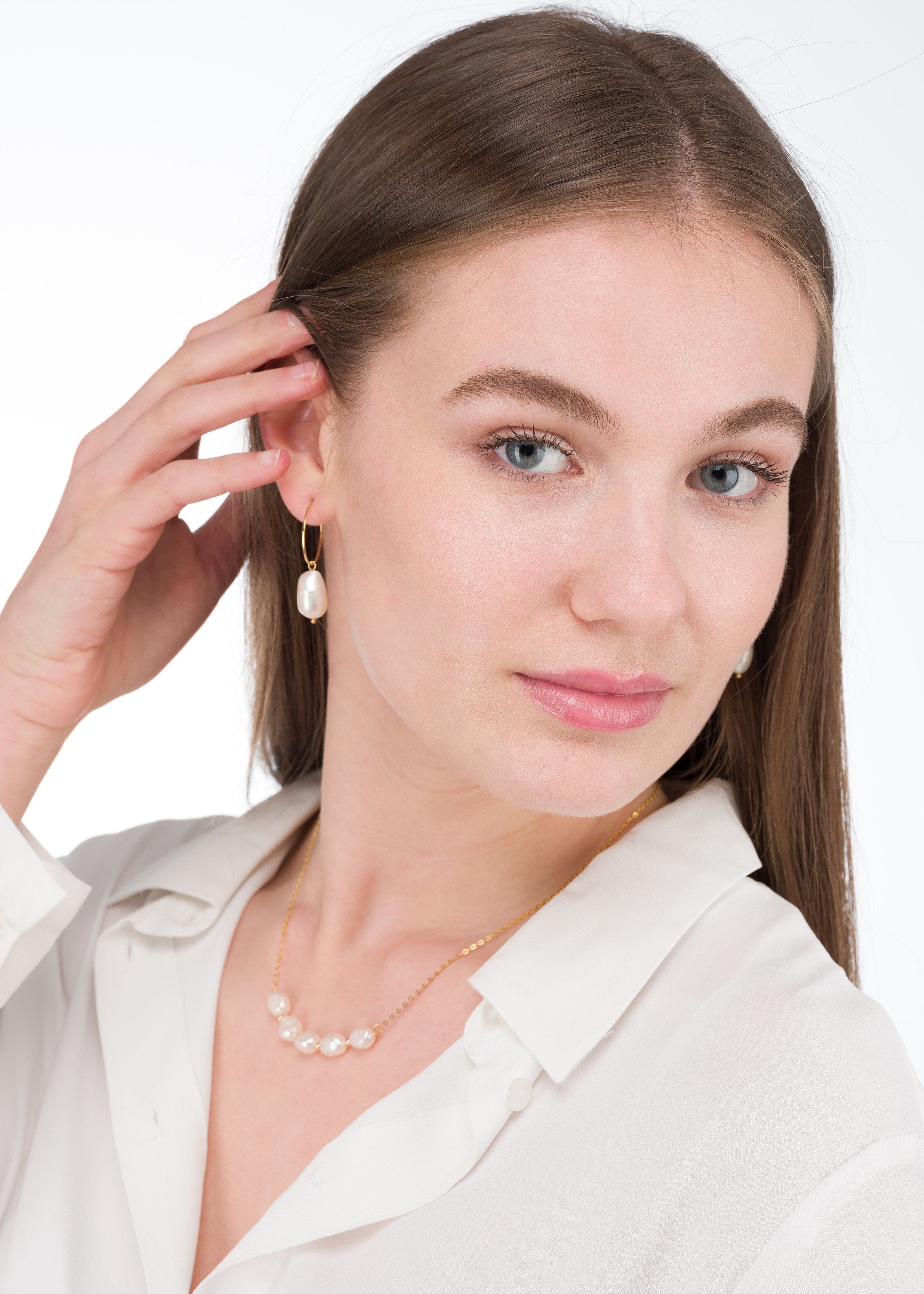 ellenoe Perlenohrringe Messing / 18K vergoldet / Natürliche Perlen / Gold PERLENOHRRINGE AMELIE - OHRRINGE - 18KN  VERGOLDET